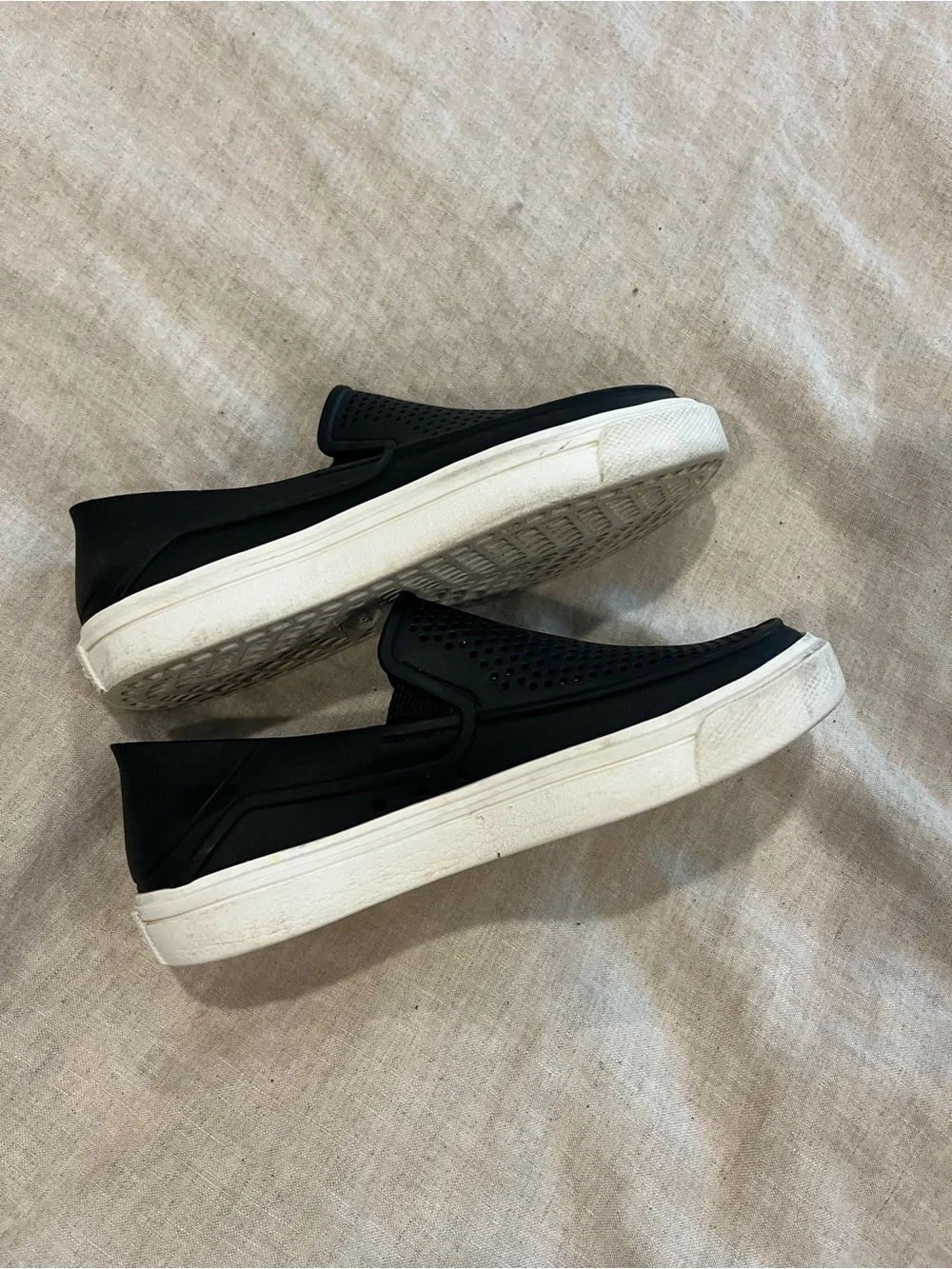 CROCS Black Slip-On Perforated Casual Shoes with White Sole